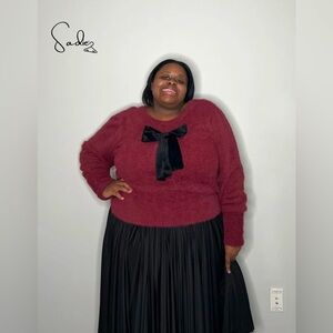 Eloquii Burgundy Sweater with Black Bow